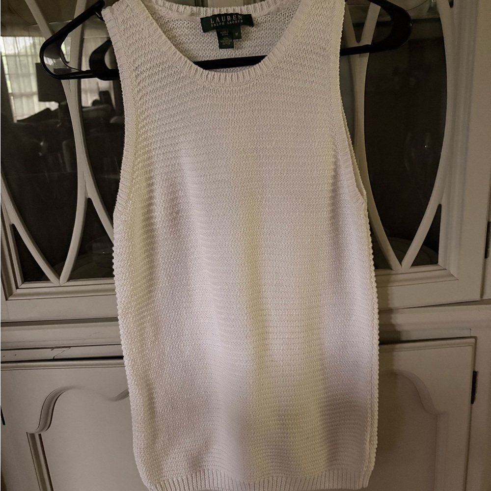 Lauren Ralph Lauren White Knit Sleeveless Tank